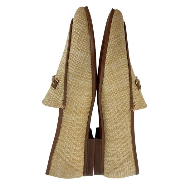 New Sam Edelman Womens Natural Raffia Loafers Gold Bit Detail Size 10M Slip On - Picture 8 of 14